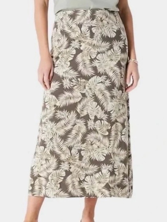 J. Jill Dresses & Skirts - J. Jill Tropical Palm Print Maxi Skirt A-Line Stretch Brown Green M